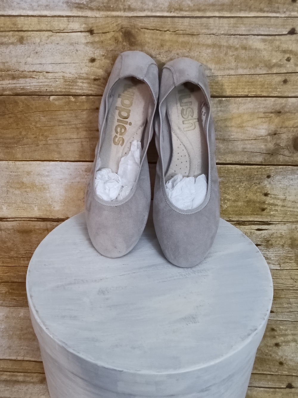 Hush Puppies Light Gray Suede Ballet Flats